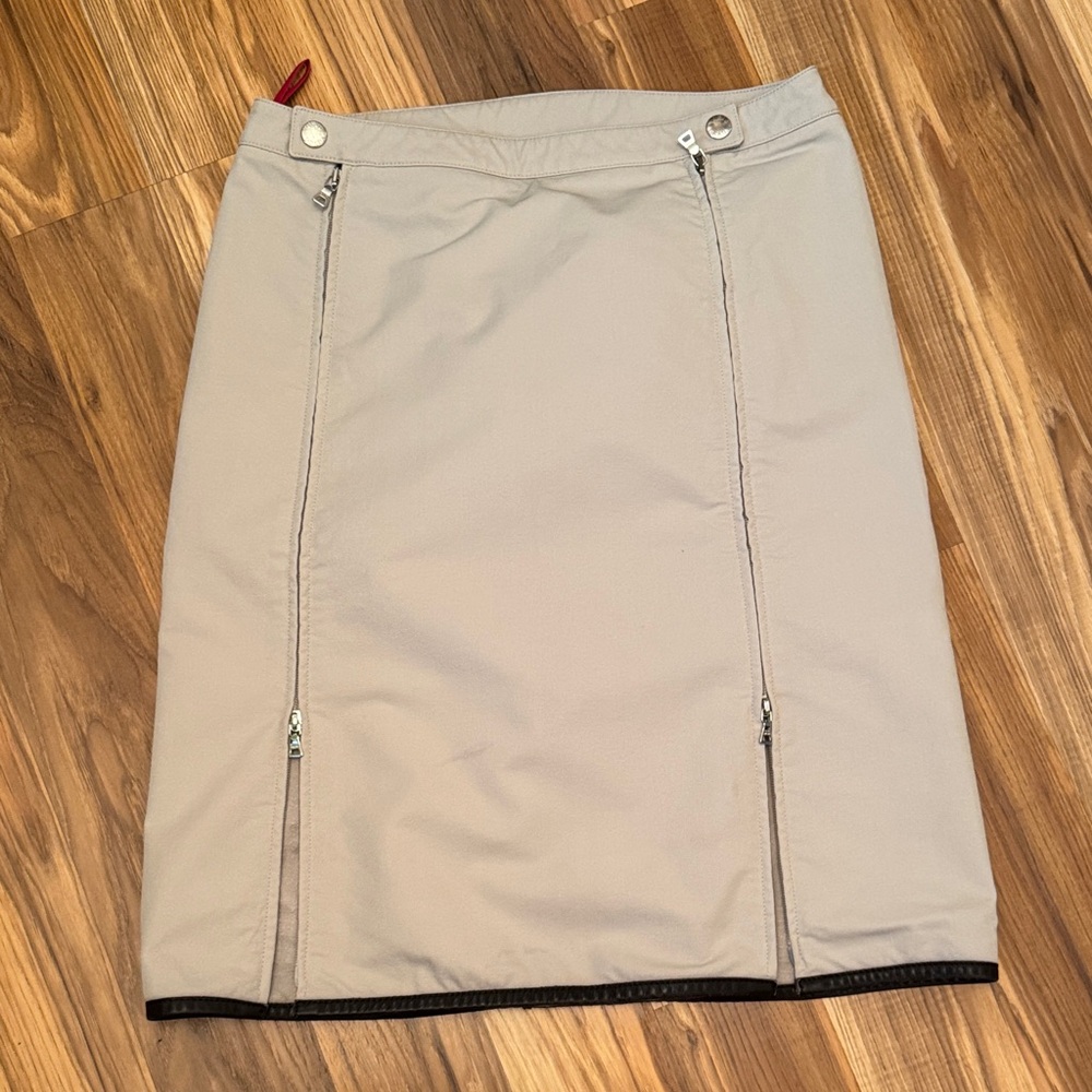 Prada Taupe Pencil Skirt with Black Accents